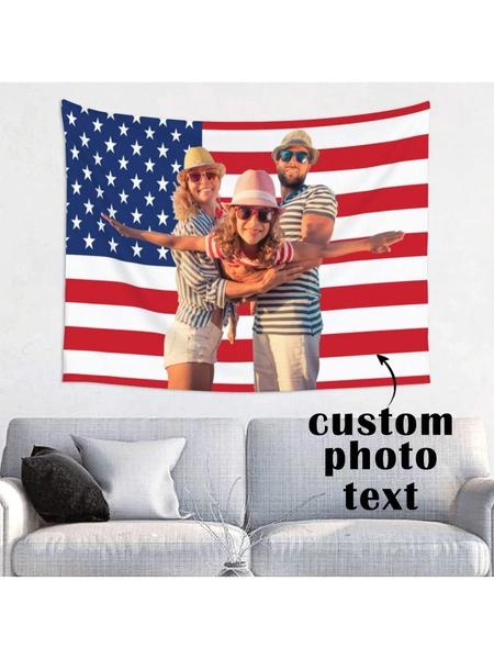 1pc Custom America Flag Tapestry Personalized Tapestry Custom Outdoors Tapestry Add Your Own Image/Text Home Indoor Outdoor Tapestry