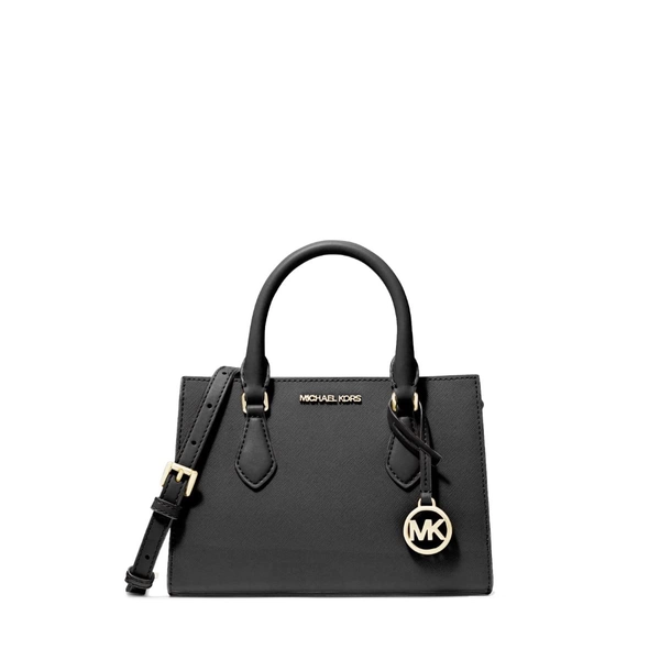 Michael Kors Sheila Small Non-Leather Vegan Satchel - Black With Gold Hardware