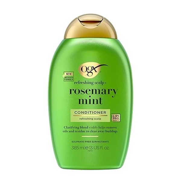 OGX refreshing scalp+ Rosemary Mint Conditioner (385 ml), klärende Haarspülung, die hilft, Öle und Rückstände sichtbar zu entfernen, für alle Haartypen, insbesondere für fettiges Haar und Kopfhaut