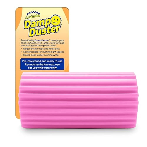 Scrub Daddy Damp Duster Staubschwamm, Staubwedel waschbar mit Rillen, Putzutensilien Haushalt für Holzjalousien, Heizkörper und Spiegel, Spinnenwebenentferner, Putzschwamm Antistatisch, Rosa - Pink - Einheitsgröße