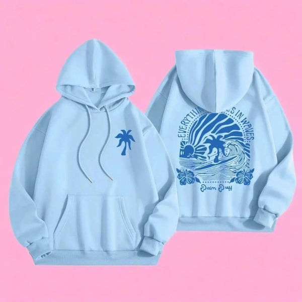 Everything Comes in Waves Women's Sweatshirt, Unisex T-shirt, Perfect for Casual Wear, Light Blue Design Great Hoodie for Teen Girls - Etsy