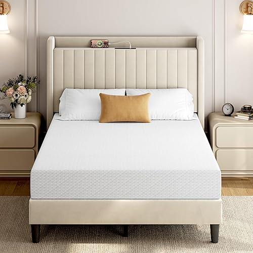 Yaheetech 8 Inch Full Size Mattress 3 Foam Layer Cooling Gel Memory Foam Mattresses, Green Tea for Fresher Sleep, Medium Firm, No Fiberglass, CertiPUR-US Certified, Full Mattress in a Box - White - Full - 8 inch
