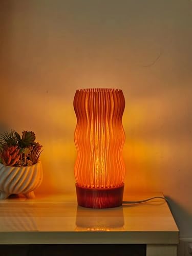 Wavy x AMBER table lamp_3d printed with 99% recycled plastic - LED Lamp - LED bulbs include (Amber Shade, Amber Base) - Amber Shade - Amber Base