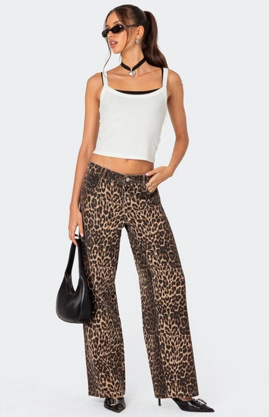 Leopard Printed Low Rise Jeans