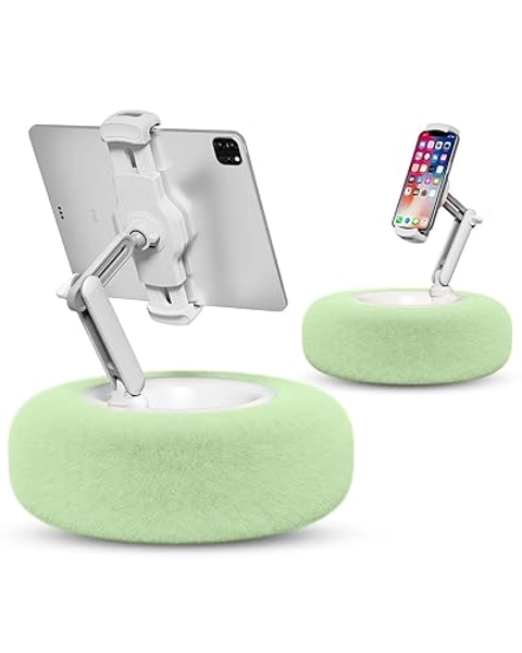 Viozon Tablet Stand Pillow, Compatible with 4.7"-13" Phone/Tablet, iPad, iPhone, Samsung, Google, Kindle, 360°Adjustable Phone Holder for Bed with Soft Plush Fabric, and Detachable Bowl, Green - Green