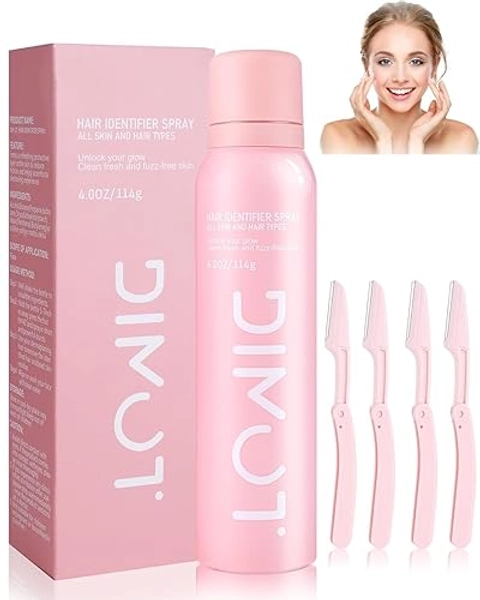 Hair Identifier Spray for Face Shaving Powder Spray Women, Facial Hair Spray Face Body Hair Identifier Spray Face Spray for Shaving Peach Fuzz Spray for All Skin Types - Conventional