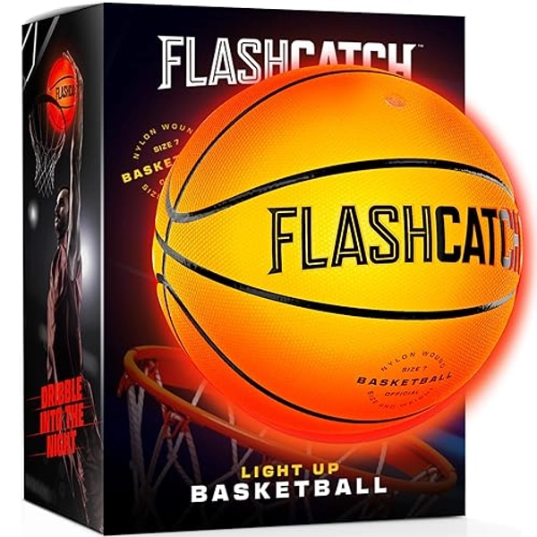 Glow in The Dark Basketball - No 7 - Sports Gifts for Boys & Girls 8-12+ Year Old - Light Up Basketball - Cool Kids Teens & Gift Ideas - Boy Toys Ages 8, 9, 10, 11,12, 13+ Glowing Ball Night Activity