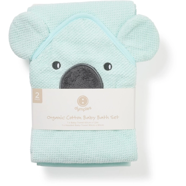 Dymples Organic Cotton Bath Set 2 Pack - Light Teal