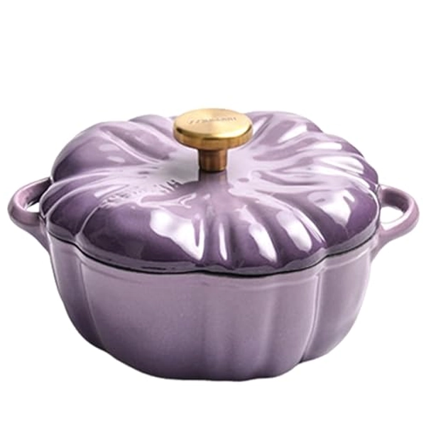 Kürbistopf, 1,5 l 6,3 Zoll Mini -Emaille -Kürbis -Holländerofen -Ofen -Topf mit Deckel und Griffen, niedliche Kürbisschale, kleine Kürbisköpfe zum Kochen
