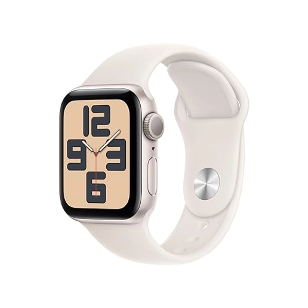 Apple Watch SE (2nd Gen) [GPS 40mm] Smartwatch with Starlight Aluminium Case with Starlight Sport Band S/M. Fitness and Sleep Trackers, Crash Detection, Heart Rate Monitor, Retina Display - Starlight Aluminum Case with Starlight Sport Band - 40mm Case - S/M - fits 130-180mm wrists - Without AppleCare+