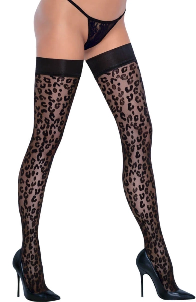 Black leopard thigh highs | XL
