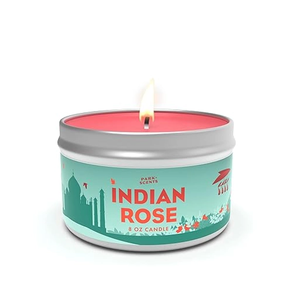 Park Scents Indian Rose Candle - Smells Like The Smell of The Taj Mahal Scene in Soarin' Around The World - Epcot, Disneyworld - Handmade in The USA | 8 oz. Tin