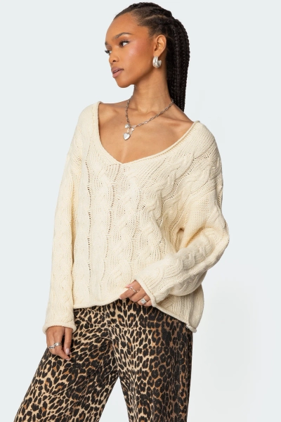 Inga Oversized Cable Knit Sweater | CREAM / S