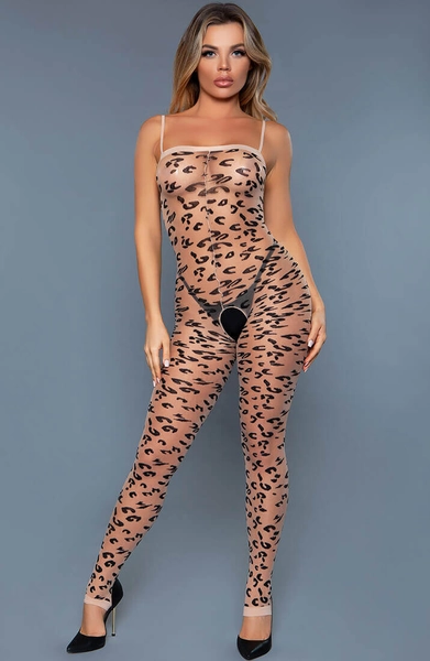 Crotchless leopard bodystocking - Luscious Leopard | One Size