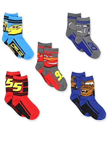 Disney Cars Boys Toddler Multi Pack Socks Set - Small - Grey/Multi Crew