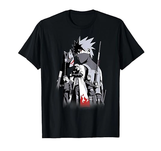 Naruto Shippuden Kakashi & Team 7 Anime T-Shirt - Youth - Royal Blue - Large
