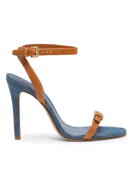 Shop Schutz Aurora 100MM Leather &amp; Denim Sandals | Saks Fifth Avenue
