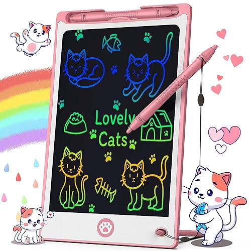Hockvill LCD Writing Tablet for Kids 8.8 Inch, Kids Toys for Girls Boys Drawing Pad for 3 4 5 6 7 8 Year Old Kid, Toddler Drawing Doodle Board Travel Essentials, Valentines Day Gifts for Kids -Pink - 6"W x 9"H - Pink