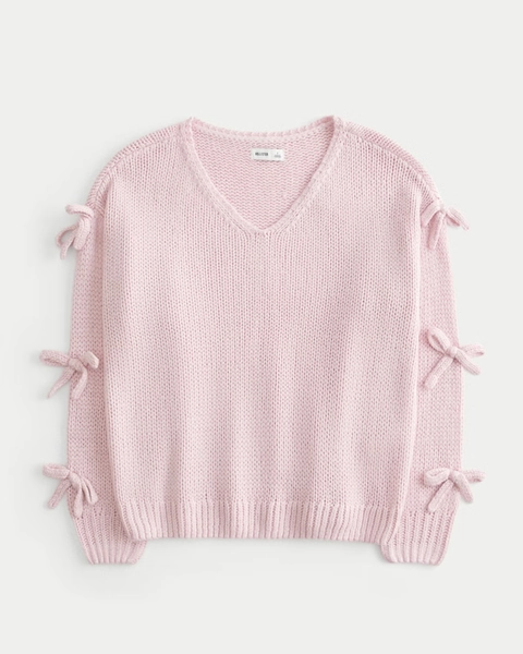 Women's Off-the-Shoulder Bow Applique Sweater | Women's Tops | HollisterCo.com