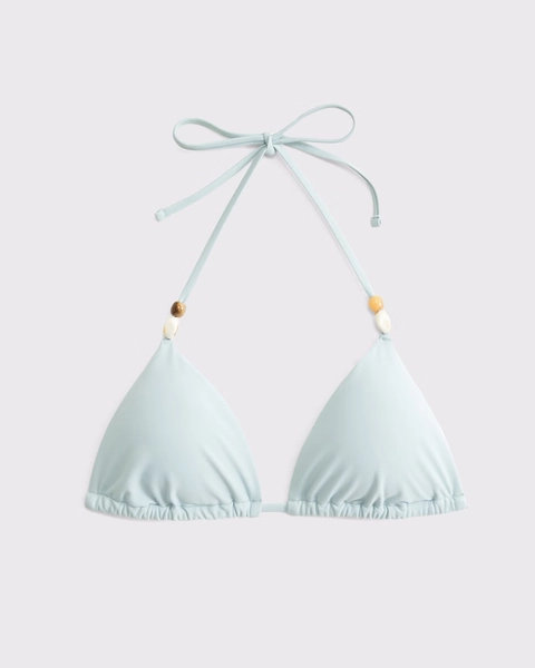 Beaded Halter String Triangle Bikini Top