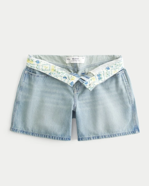 Low-Rise Light Wash Denim Shorts