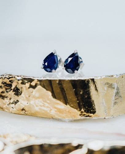 Teardrop sapphire stud earrings | Default Title