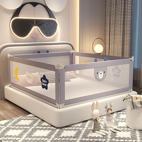 CuteBear Bed Rails for Toddlers - 60" 70" 80" Extra Long Baby Bed Rail Guard (3 Sides: Perfect for Queen Bed, Include 3 Sides) - 3 Sides: Perfect for Queen Bed - Include 3 Sides