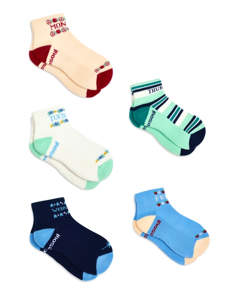 Days Of The Week Quarter Sock 5 Pack - SIZE MEDIUM