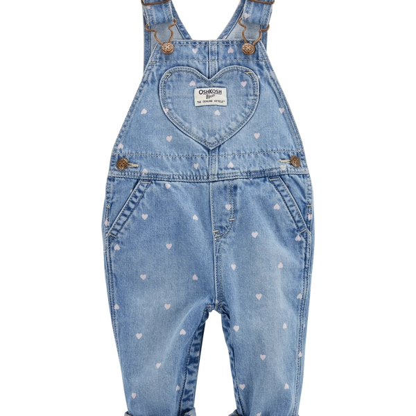 Blue Baby Heart-Print Knit Denim Overalls - Blue | Carter’s Oshkosh Canada
