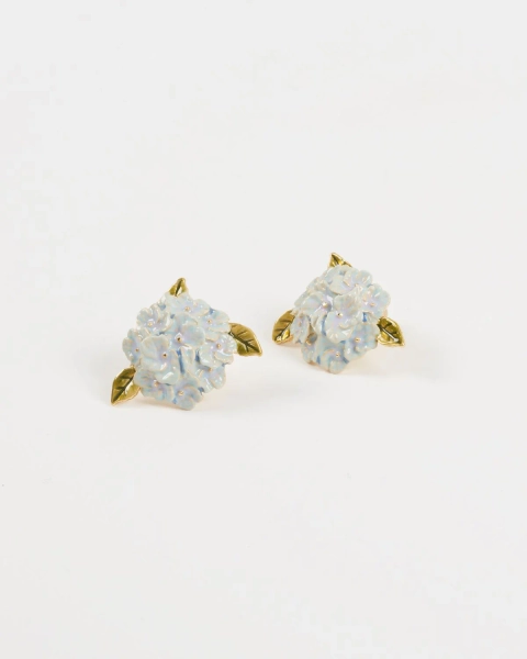 Enamel Hydrangea Gold Earrings | Default Title