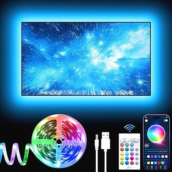 GIPOYENT TV LED Lights, 13.1Ft TV LED Lights for 40-65 Inch, LED TV Behind with Bluetooth Function - RGB Color Changing Light Strip for Home Theater(13.1ft) - 13.1FT for 40"-65"TV