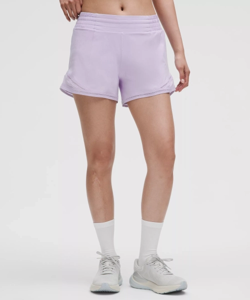 Hotty Hot High-Rise Lined Short 4" *Lace Trim - Lavender Frost - 14