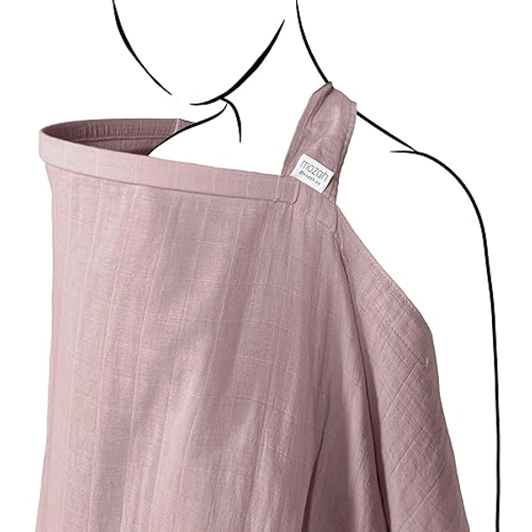 MOZAH 100% Organic Cotton Muslin Nursing Cover for Baby Breastfeeding, Breathable 100% Cotton Breastfeeding Cover with Rigid Hoop for Mother Nursing Apron, Multi-use Carseat Canopy (Pale Mauve) - Pale Mauve