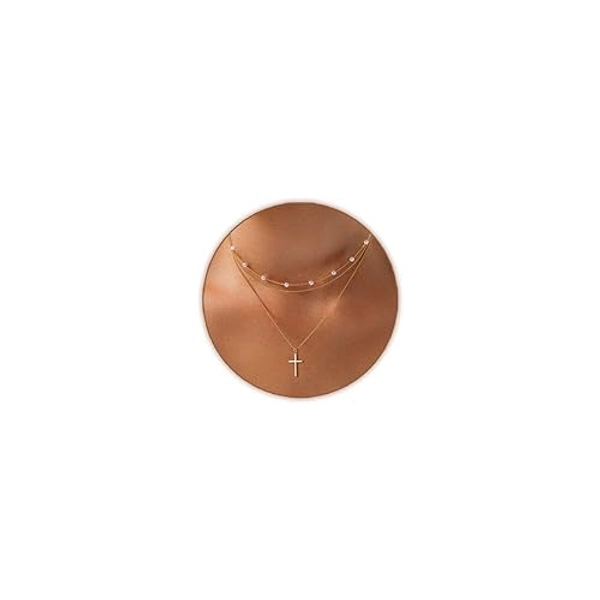 Layered dainty cross necklace