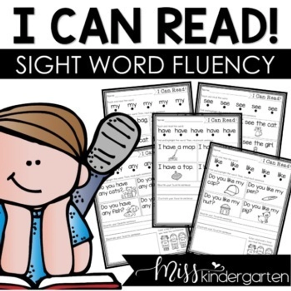 Kindergarten Sight Words Sentences with CVC Words Practice Worksheets Activities