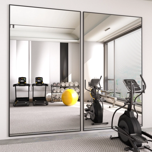 Mercer41 Vertell Oversize Rectangle Full Length Mirror Metal Mirror for GYM/ Bedroom with Stand "& Reviews" | Wayfair