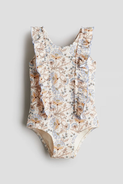Ruffle-Trimmed Swimsuit - Cream/floral - Kids | H&M US