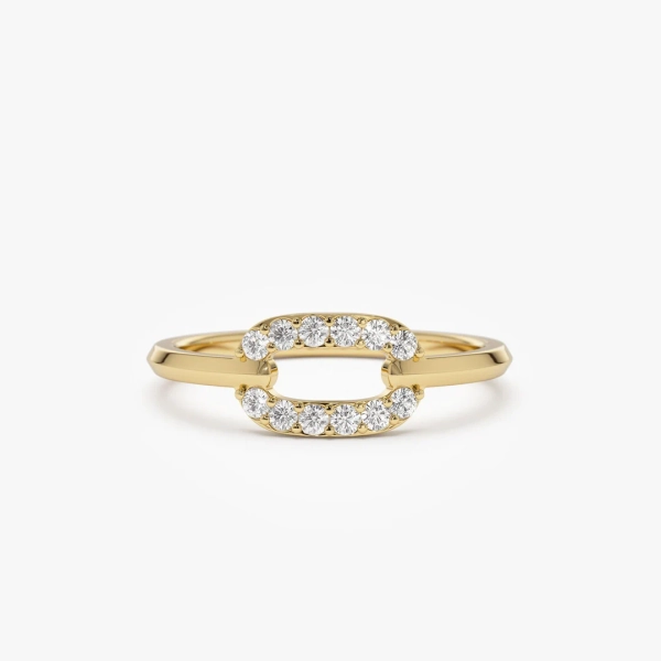 14k Gold Diamond Link Ring, Trendy Natural Diamond Ring, 14k Stacking Minimalist Ring, Solid Gold Natural Diamond Statement Ring - Etsy