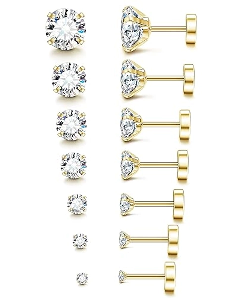 Gold Stainless Steel Stud Earrings