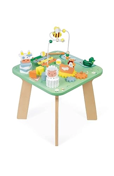 Janod Wooden Pretty Meadow Activity Table - 21.1" Tall - Ages 12 Months+ - J05327
