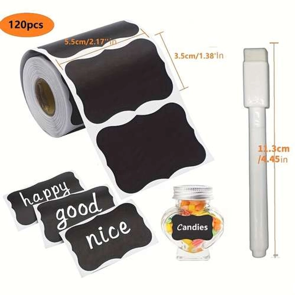 120 pcs étiquettes   noir imperméables réutilisables 1 - Temu France
