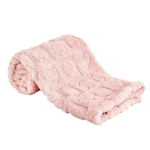 Yurhap Fleece Baby Blanket Heart Checkered Blanket, Ultra Soft Cozy Baby Blankets for Girls Boys, Fluffy Infant Toddler Newborn Receiving Blankets for Crib Stroller 30”×40” (Light Pink) - 01 Light Pink - 30"x40"