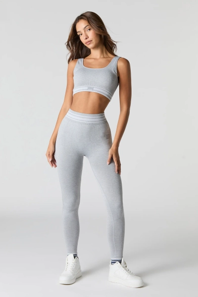 Sommer Ray Seamless Striped Waist Active Legging | Heather Grey / S/P