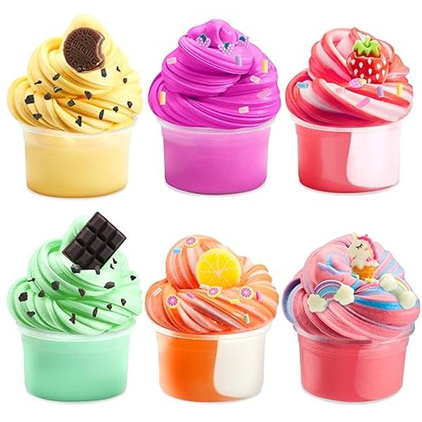 JOYIN Butter Slime Party Favors, 6 Pack Soft, Non-Sticky, Mess-Free, Stress Relief Slime Bulk for Classroom Reward, Birthday Toys Gifts for Kids Holiday Party Supplies
