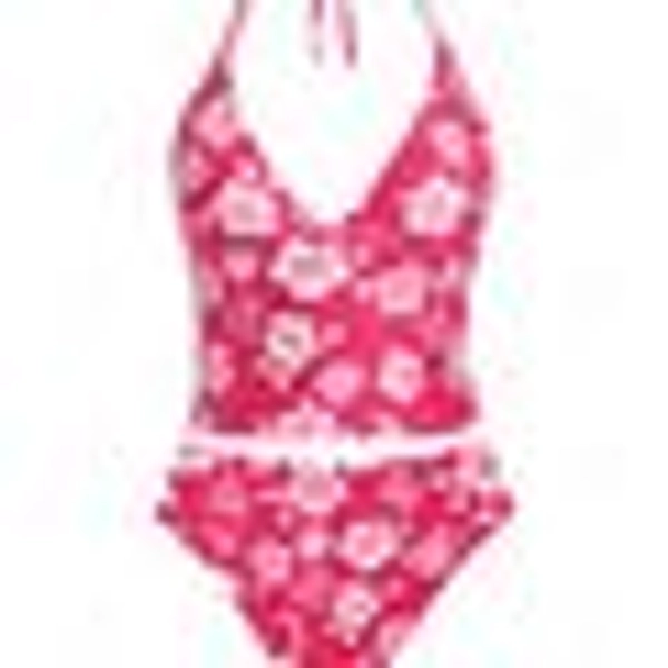 Seamolly Floral Leaves Halter Tied Tank Style Full Coverage Bikini Tankini Set