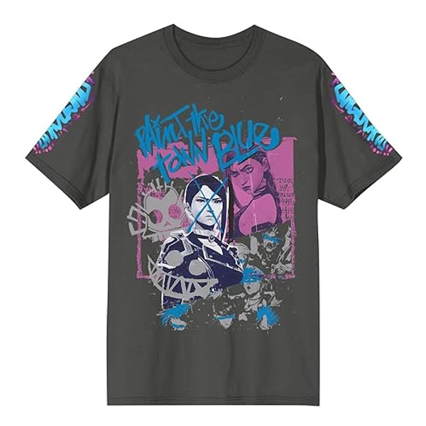 Arcane Shirt for Women League of Legends Jinx Art Print Crew Neck Short Sleeve T-Shirt Arcane League of Legends - 2-dark Gray - Medium