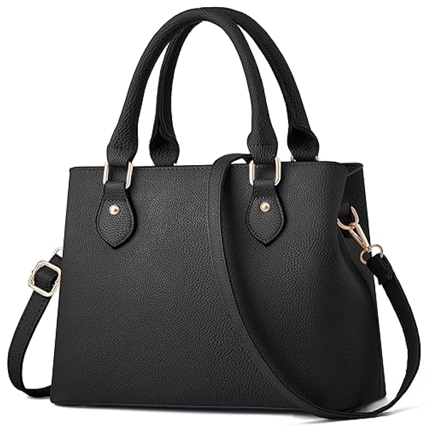 CHICAROUSAL Purses and Handbags for Women Leather Crossbody Bags Women's Tote Shoulder Bag - Black Cc
