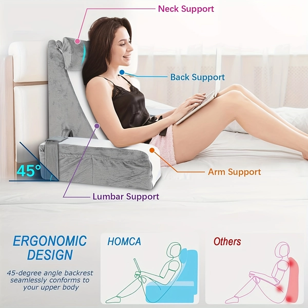 [Comfortable Reading Pillow] Soft and Comfortable Bed Reading Pillow - Medium Size 19 inches - Reading and bed rest pillow, suitable for TV/reading/gaming/bed rest, sofa or floor