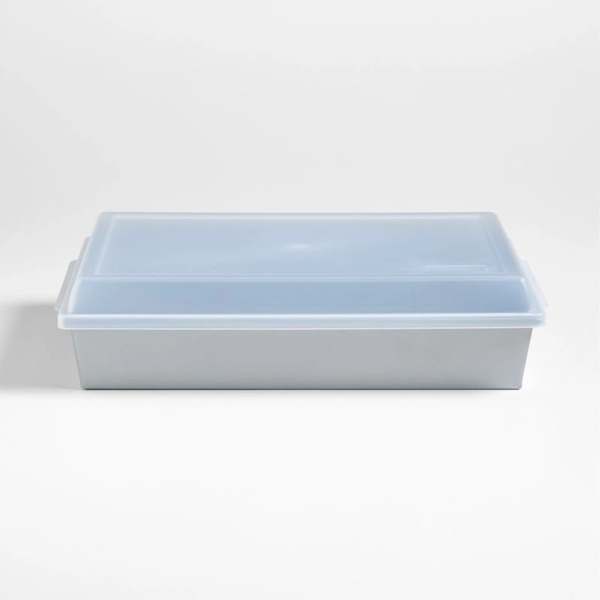 Crate & Barrel 9"x13" Silver Rectangle Baking Pan with Lid