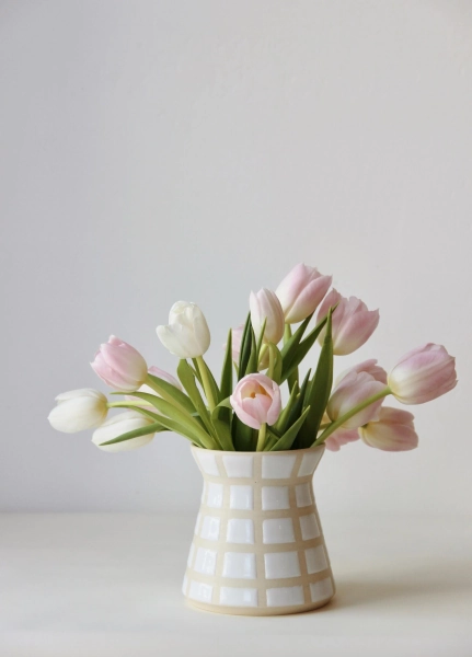 Handmade Ceramic Grid Vase